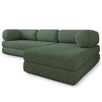 ROHOVÁ SEDAČKA KELI modulární Boneless pohovka s funkcí spaní, zelená barva QUELLE 37 - zelená barva, textil (270/160cm) - MASSENO