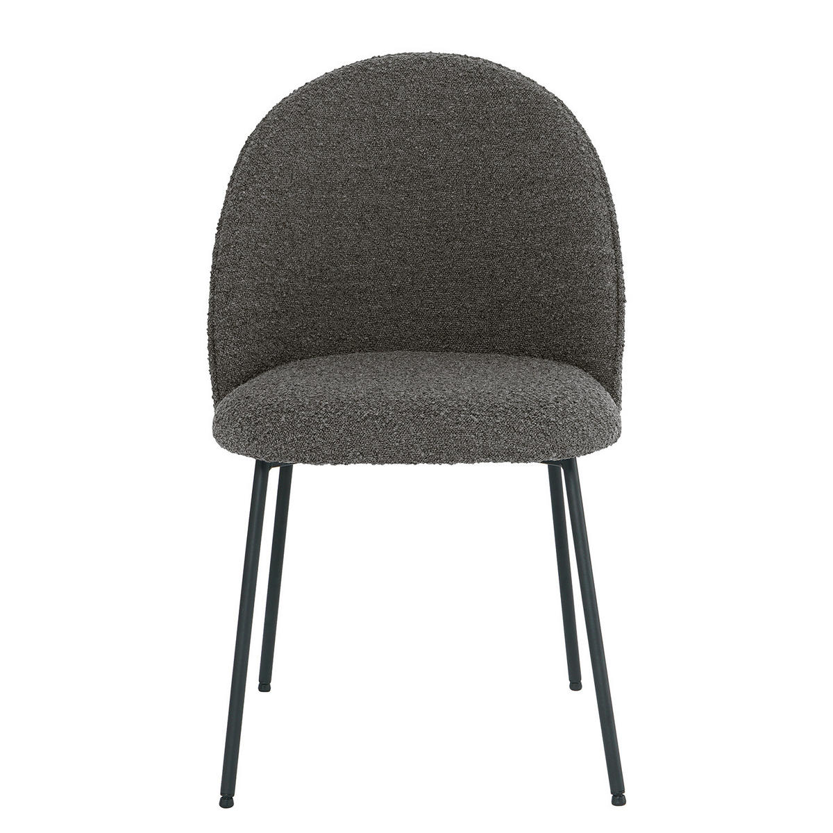 POLSTERSTUHL - 2er-Set - Bouclé / Eisen - Grau, Textil/Metall (49/84/54cm) - home24