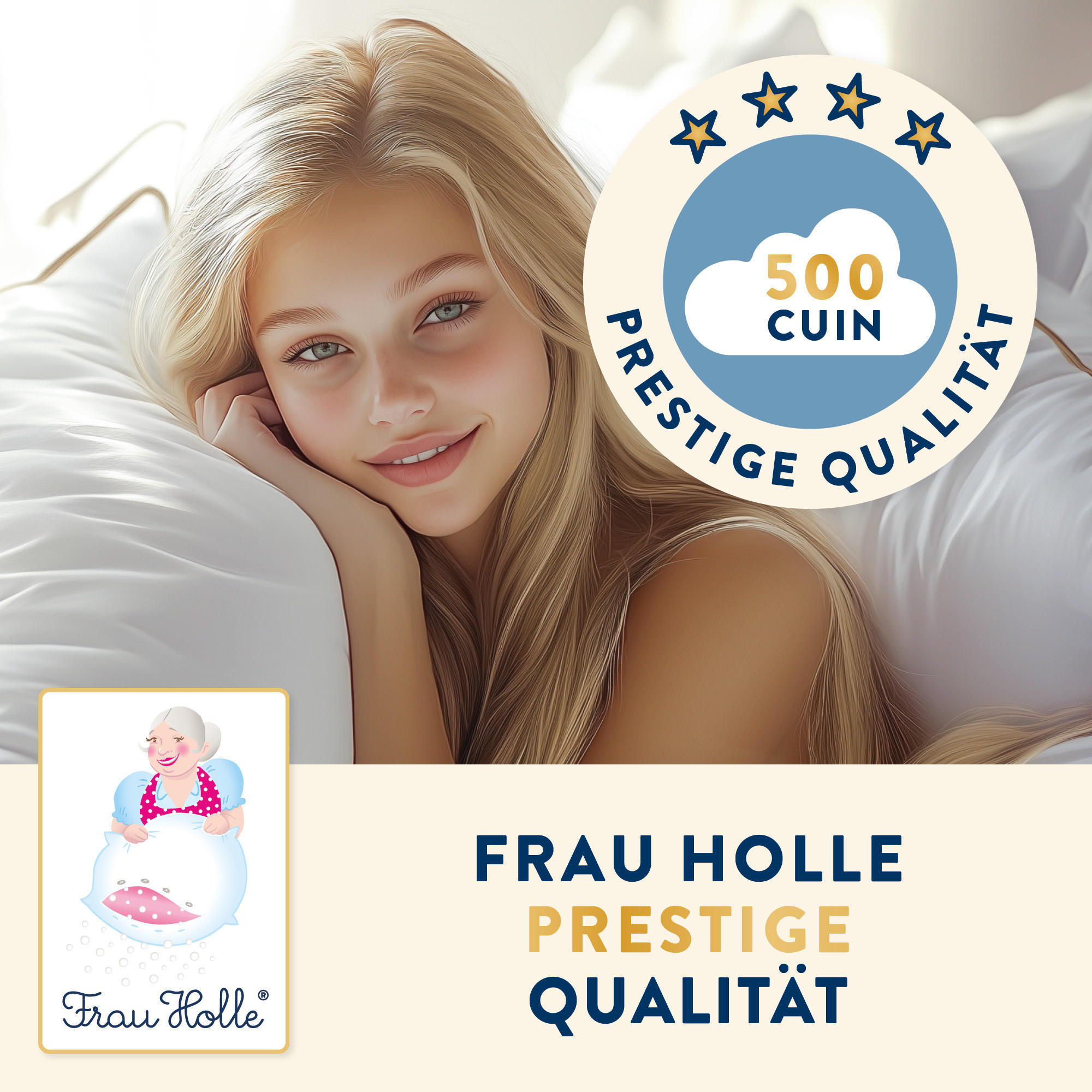 KOPFKISSEN MEGA mittelfest - 50% DAUNEN - Weiß, Naturmaterialien/Textil (80/80cm) - Frau Holle