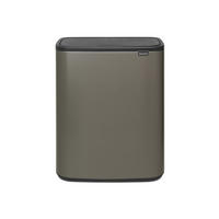 MÜLLEIMER Mit Touch Öffnung 2x30 Liter 65,6x54,5x31 cm Platin - Silberfarben, Metall (54.5/65.6/31cm) - PROREGAL
