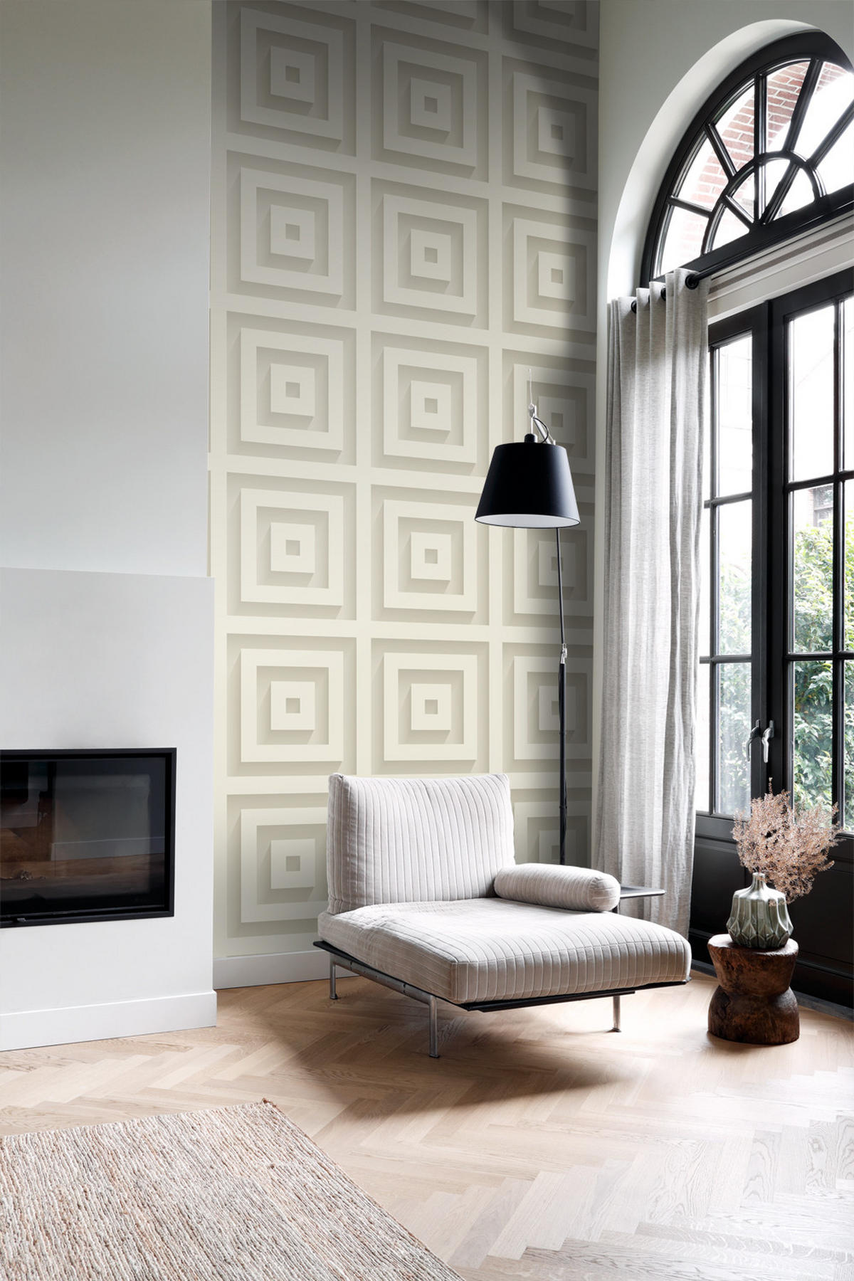 TAPETE 3D-Quadrate 50 x 900 cm - Beige, Papier (50/900cm) - Origin Wallcoverings