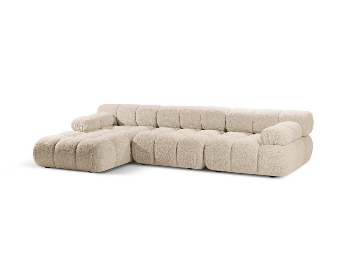 ECKSOFA modular links Bellis aus Boucle leichtes beige 4 Sitzplätze - Creme, Textil (155/282cm) - Micadoni
