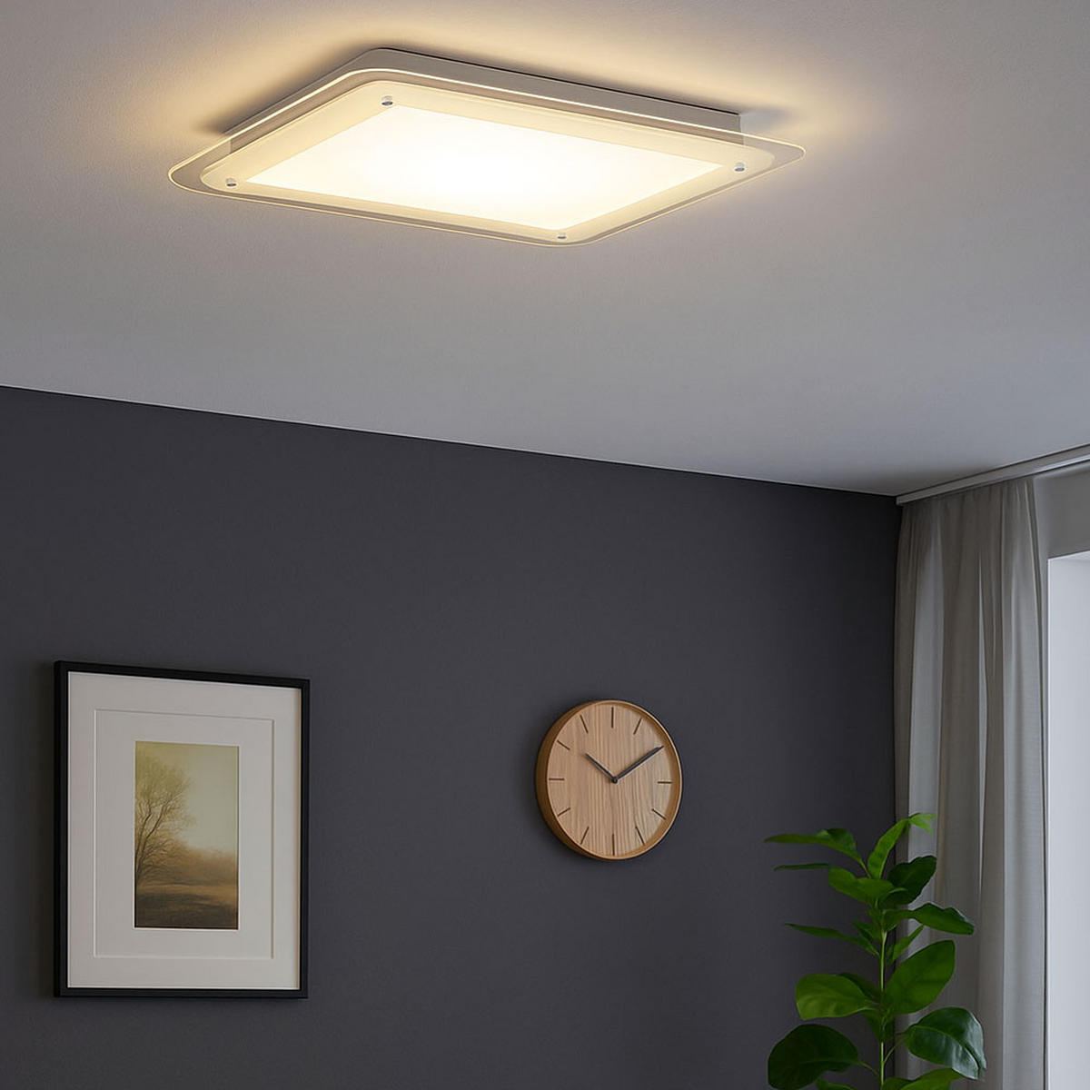 LED DECKENLEUCHTE Glas klar Weiß - Weiß, Glas (52/52/5cm) - Briloner