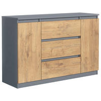 KOMMODE 120 Anthracite & Lancelot 120x39x78,5 cm - Anthrazit/Eschefarben, Holzwerkstoff (120/78.5/39cm) - Mobelsta