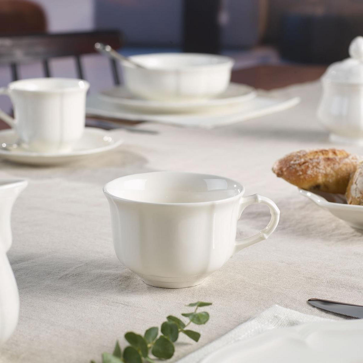 TEETASSE MIT UNTERTASSE Manoir weiß 130 ml - Weiß, Keramik (14.5/8/14.5cm) - Villeroy & Boch