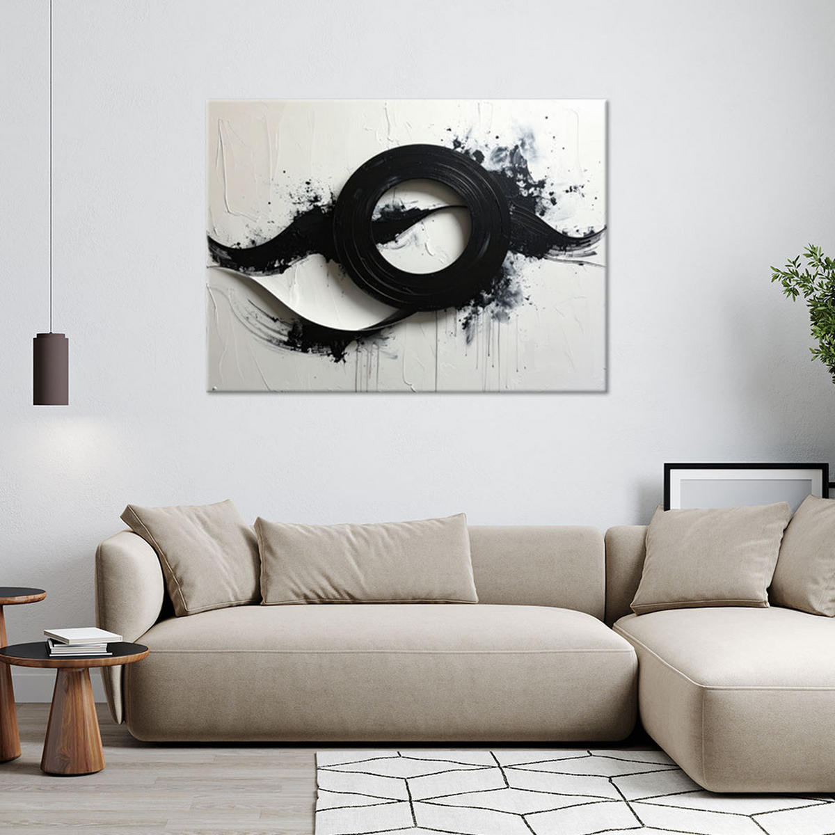 LEINWANDBILD Abstraktion 100x70cm - Schwarz, Textil (100/70cm) - Feeby