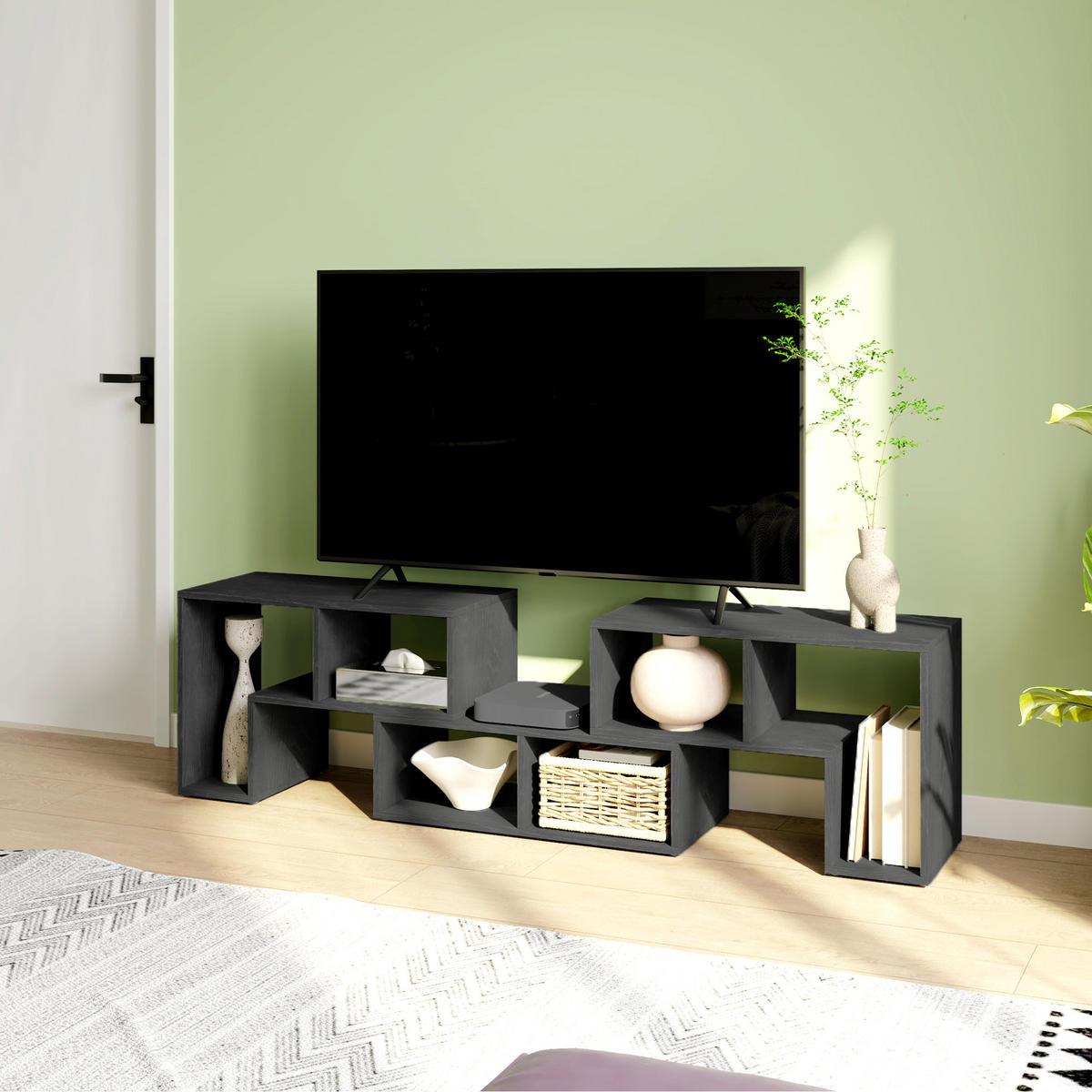 TV-MÖBEL Schwarz 1 Stück - Schwarz, Holzwerkstoff (180/44/30.5cm) - GiPP