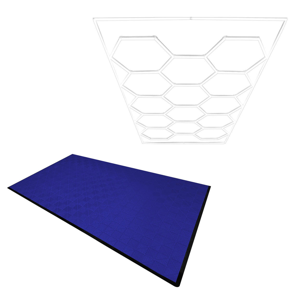 GARAGENBODENFLIESEN Belüftete und sechseckige LED-Leuchten x 120 mit Kanten – Blau - Blau, Kunststoff (40/1.8/40cm)