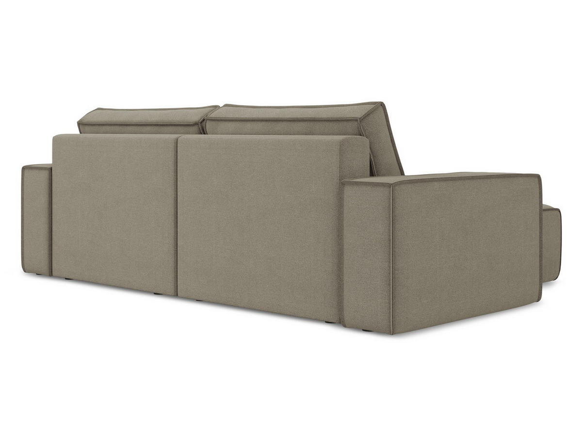 ECKSOFA mit Schlaffunktion Strukturstoff Stoff Beige - Beige/Schwarz, Kunststoff/Textil (148/257cm) - Makamii