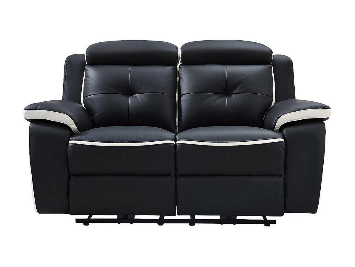 SOFAGARNITUR mit Relaxfunktion - -Sitzer - Leder - Schwarz, Weiß - - Schwarz/Weiß, Leder (97/103/97cm) - Vente-Unique