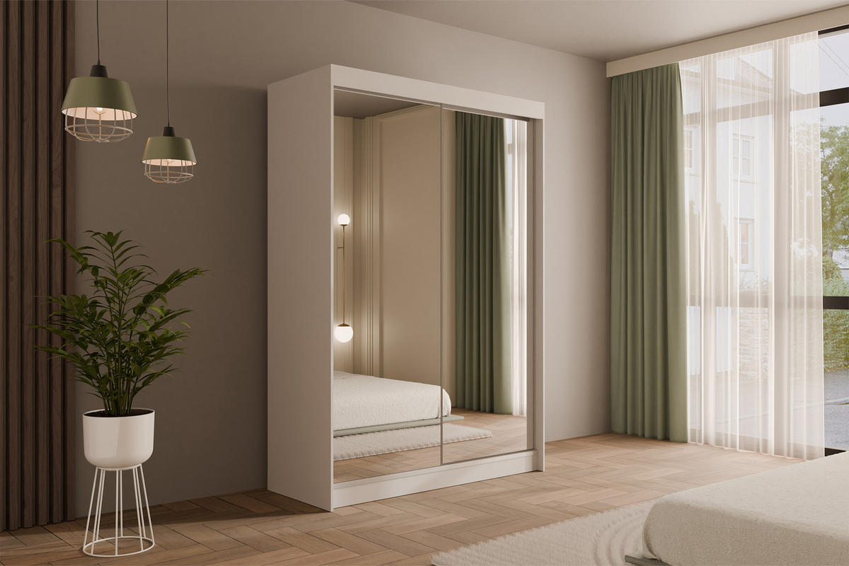 KLEIDERSCHRANK AMOHA - 150 cm - Weiß - Weiß, Holzwerkstoff (150/215/61cm) - ALTDECOR