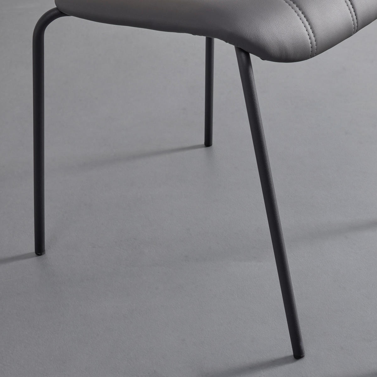 STUHL Cera Grau Lederlook Gepolstert - Grau, Holz (42/78/54cm) - Bessagi Home