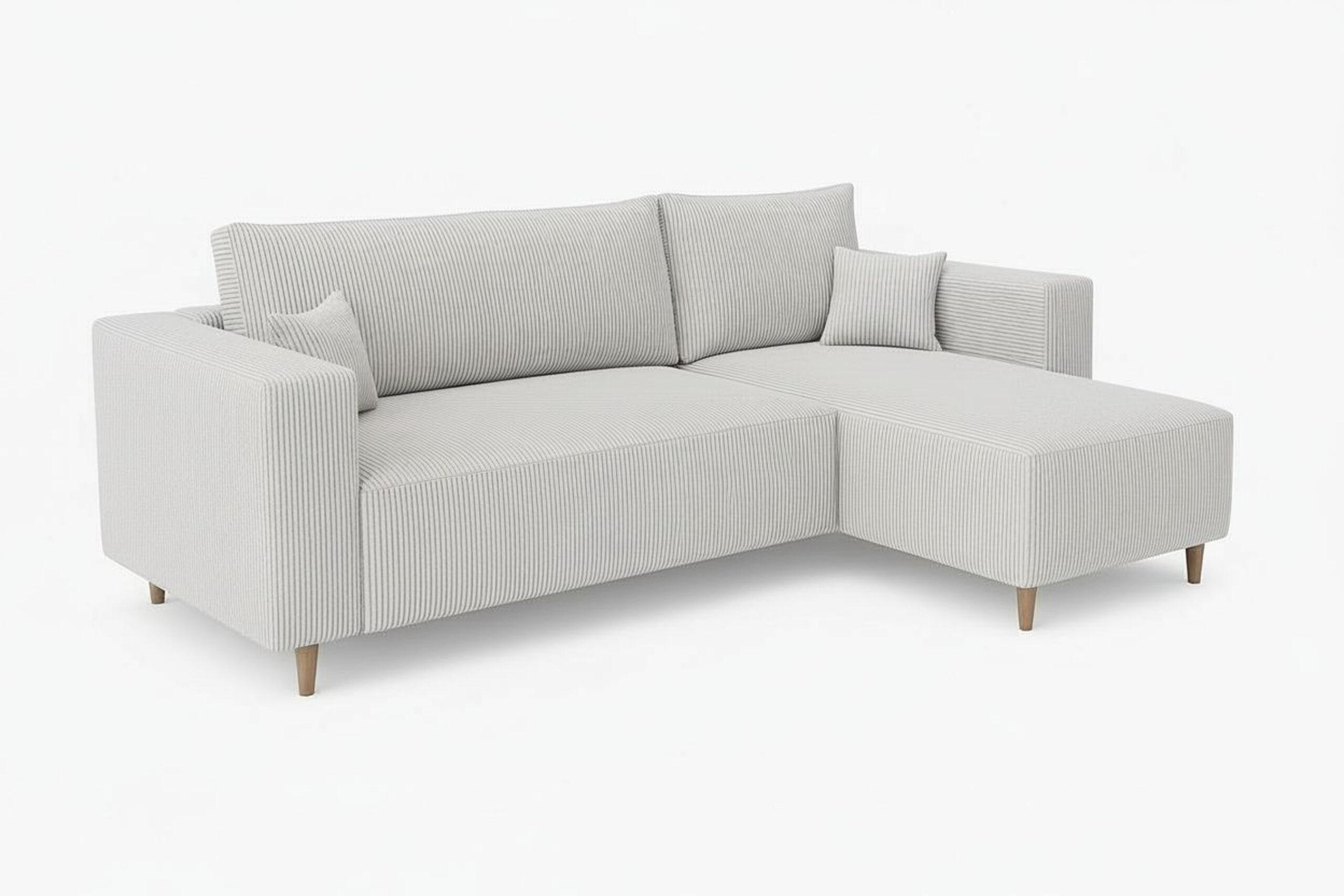 ECKSOFA RIO mit Schlaffunktion und Bettkasten, Farbe: Hellgrau, Cordstoff, Ottomane Universal - Hellgrau, Textil (249/142cm) - Marpur