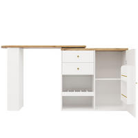 BARSKA miza 138/39/104 cm z vrtljivimi stranskimi regali, 4 predali in odprtimi policami, bela - bela, leseni material (39/102/105cm) - Redom