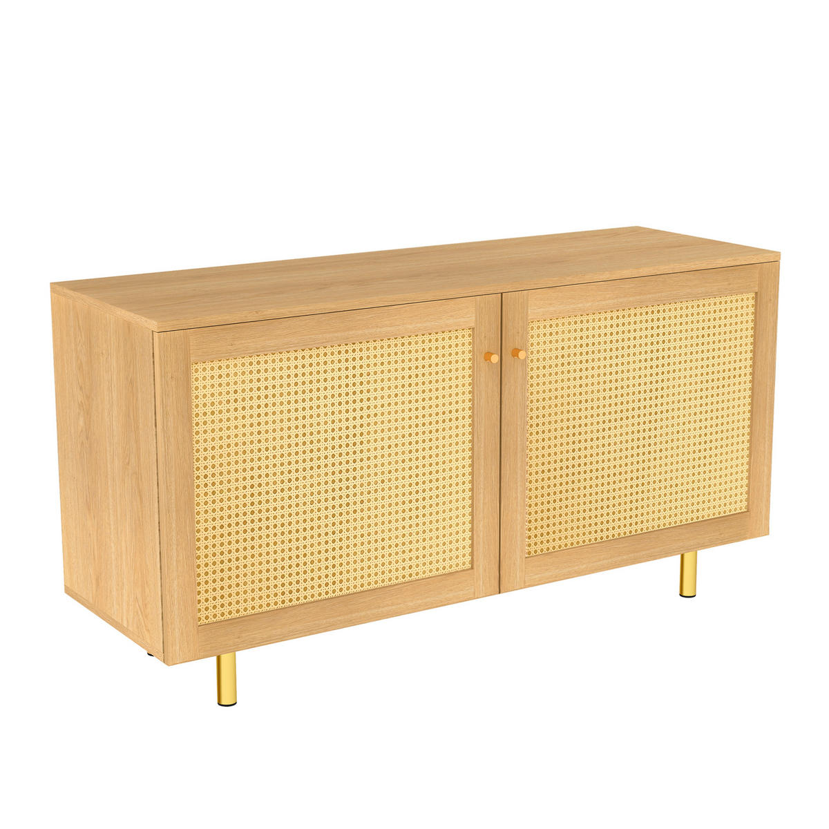 SIDEBOARD 120/40/63 cm natur aus MDF mit Rattantüren und Metallbeinen - Naturfarben, Holzwerkstoff (120/63/40cm) - OKWISH