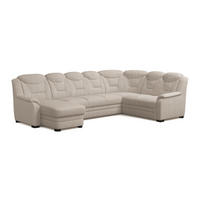 WOHNLANDSCHAFT mit Schlaffunktion und Bettkasten – weiches Chenille-Gewebe - Sandfarben/Beige, Holz/Kunststoff (211/99/330cm) - Cotta