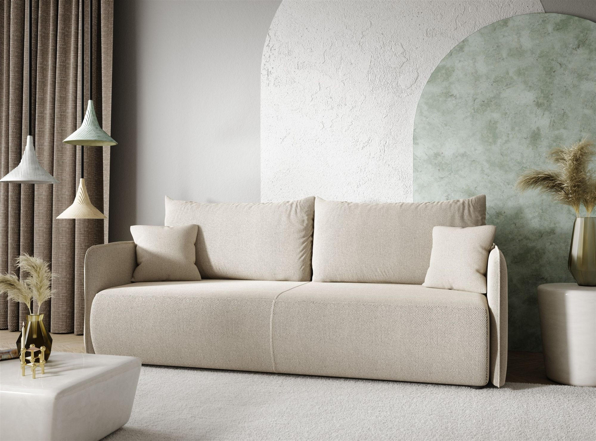 SCHLAFSOFA Calgary - Hellgrau, Holzwerkstoff/Textil (216/86/105cm) - Fun Möbel