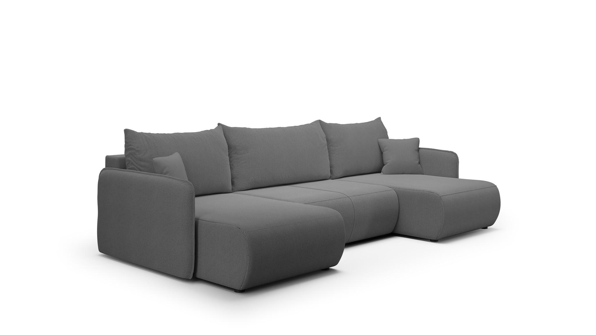 WOHNLANDSCHAFT Calgary - Dunkelgrau, Holzwerkstoff/Textil (290/86/148cm) - Fun Möbel