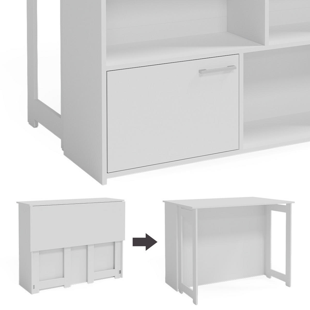 BARTISCH Dominic Weiß 116 x 37 cm 4x offene Fächer und 1x Tür - Weiß, Holzwerkstoff (116/90.5/37cm) - Vicco