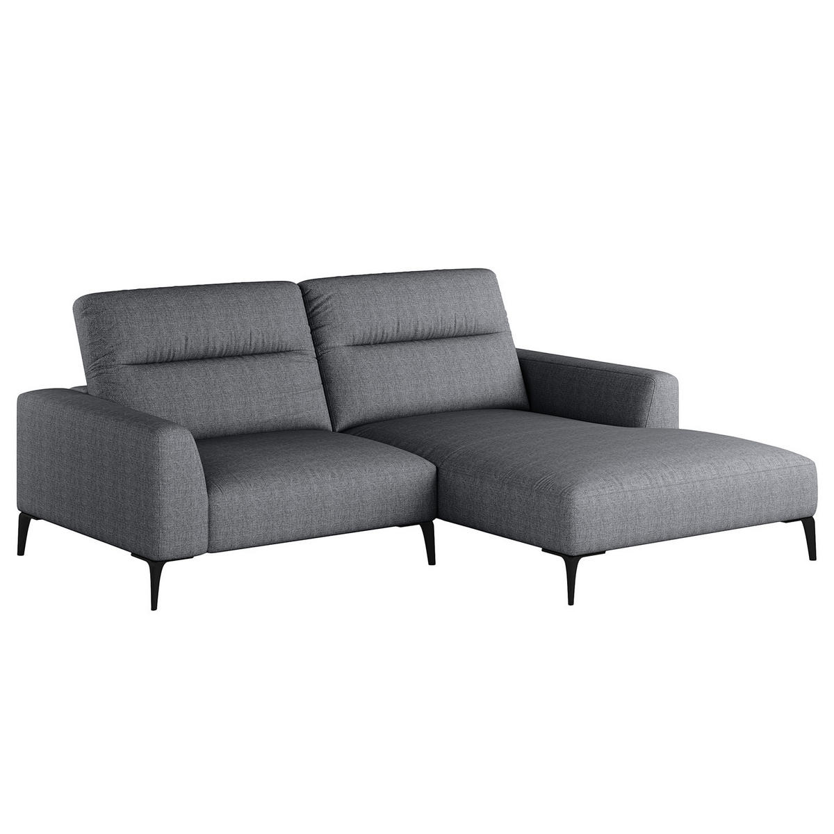 1,5-SITZER ECKSOFA mit Longchair - Schwarz/Grau, Textil/Metall (232/180cm) - home24