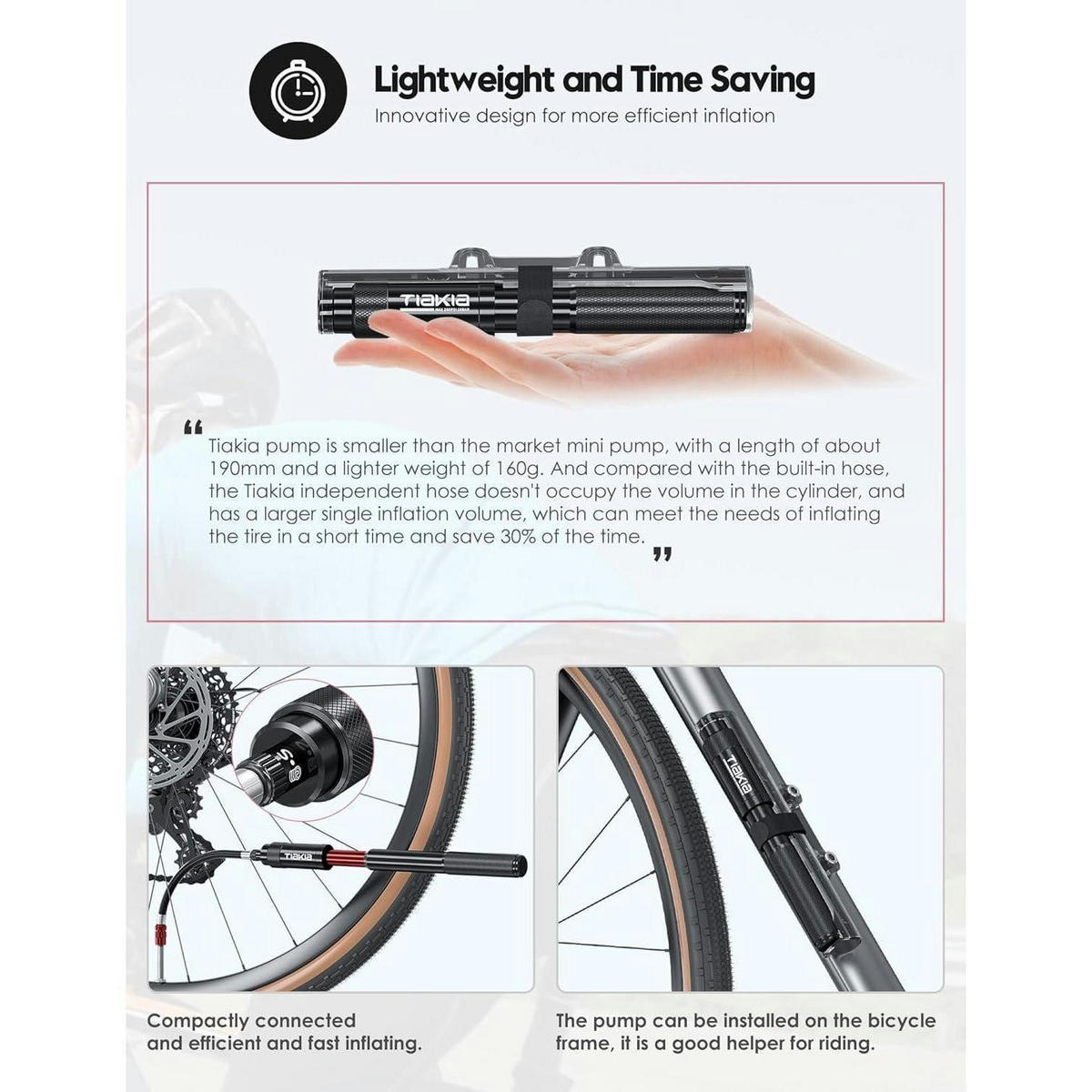 FAHRRADPUMPE Mini 260PSI Aluminiumlegierung Schwarz - Schwarz, Metall (1/1/33.5cm)