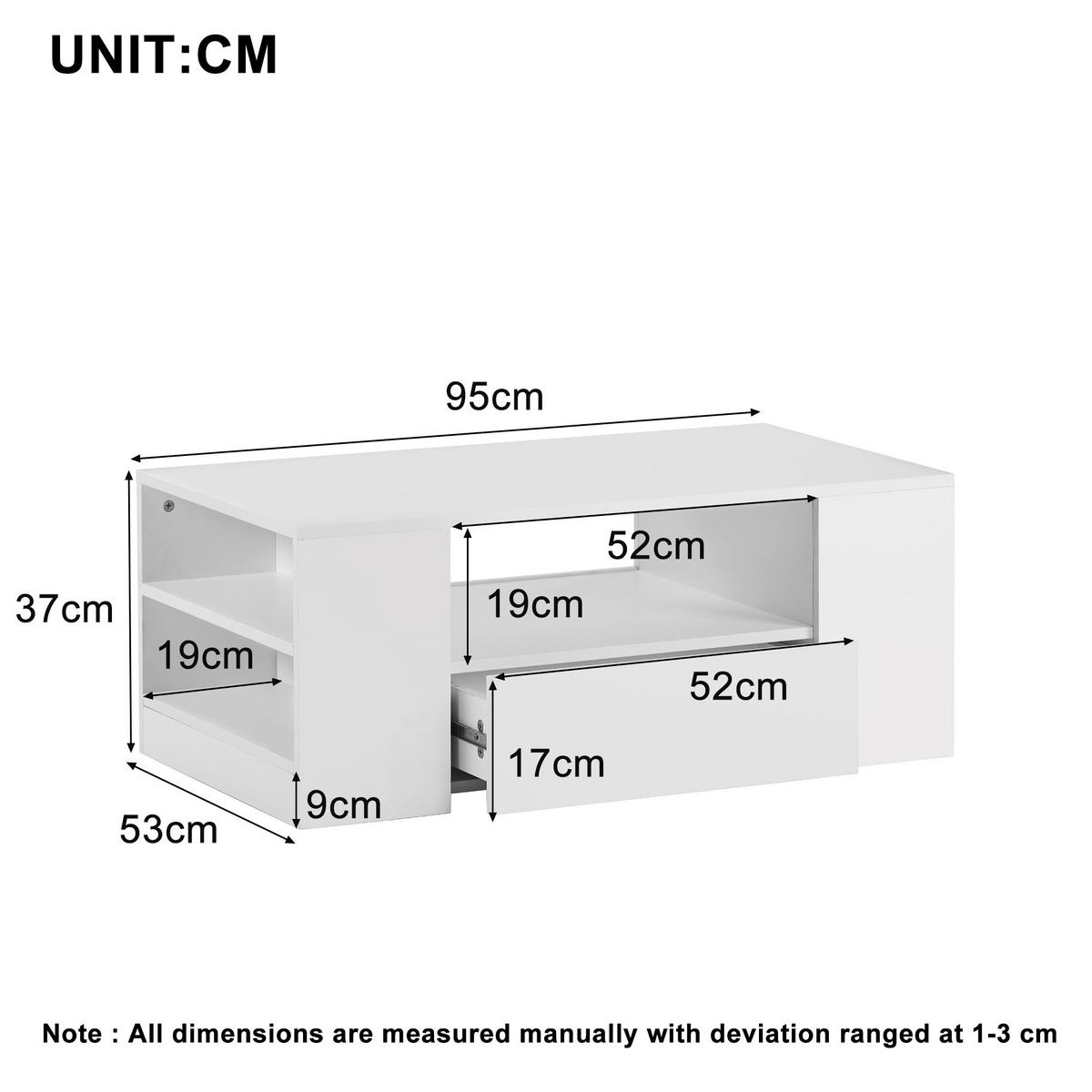 COUCHTISCH Weiß 95/53/37 cm - Weiß, Holzwerkstoff (95/53/37cm) - Urban Meuble