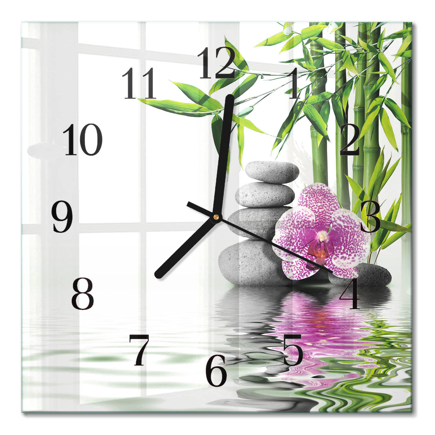 WANDUHR 30x30 cm - Orchideensteine - Multicolor, Glas (30/30/0.4cm) - TULUP