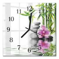 WANDUHR 30x30 cm - Orchideensteine - Multicolor, Glas (30/30/0.4cm) - TULUP