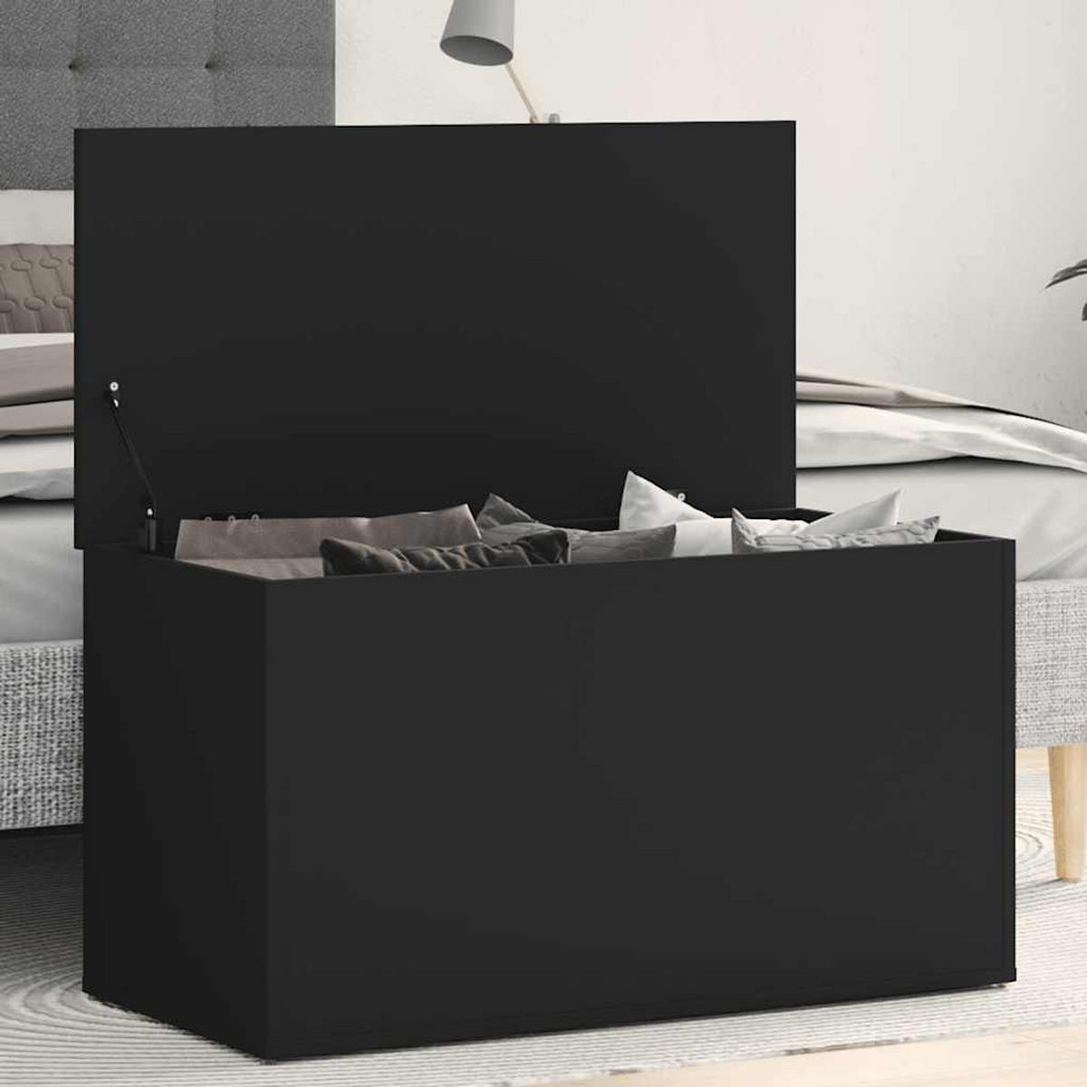 AUFBEWAHRUNGSTRUHE Schwarz 84/42/46 Cm Holzwerkstoff - Schwarz, Holz (84/46/42cm) - vidaXL
