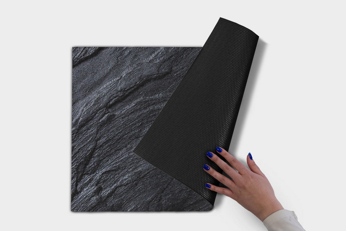 FUSSMATTE 90 x 60 cm Vulkanstein - Schieferfarben, Textil (90/60cm) - TULUP