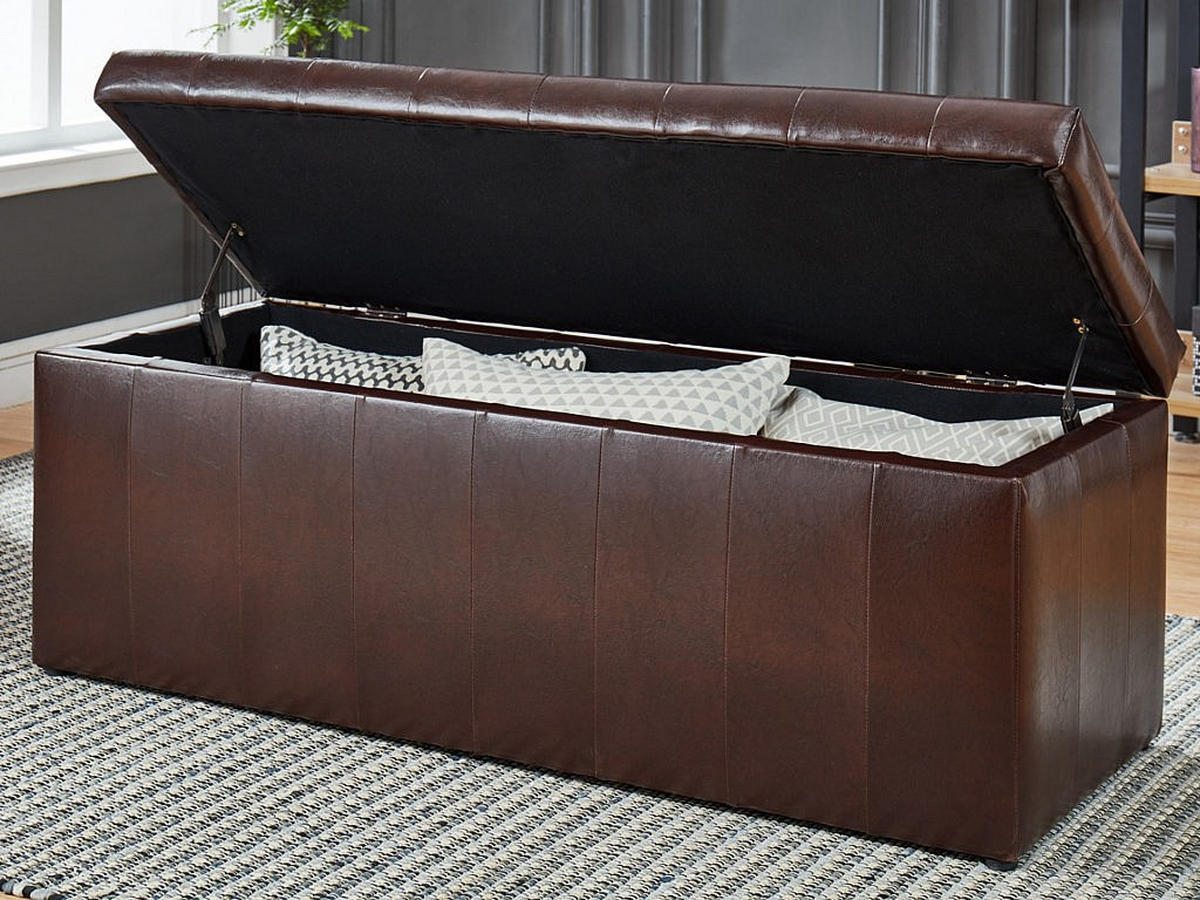 SITZBANK - 1 -Sitzer - Kunstleder - schokoladenbraun - CONCIERTO - Braun, Leder (130/49/49cm) - Vente-Unique