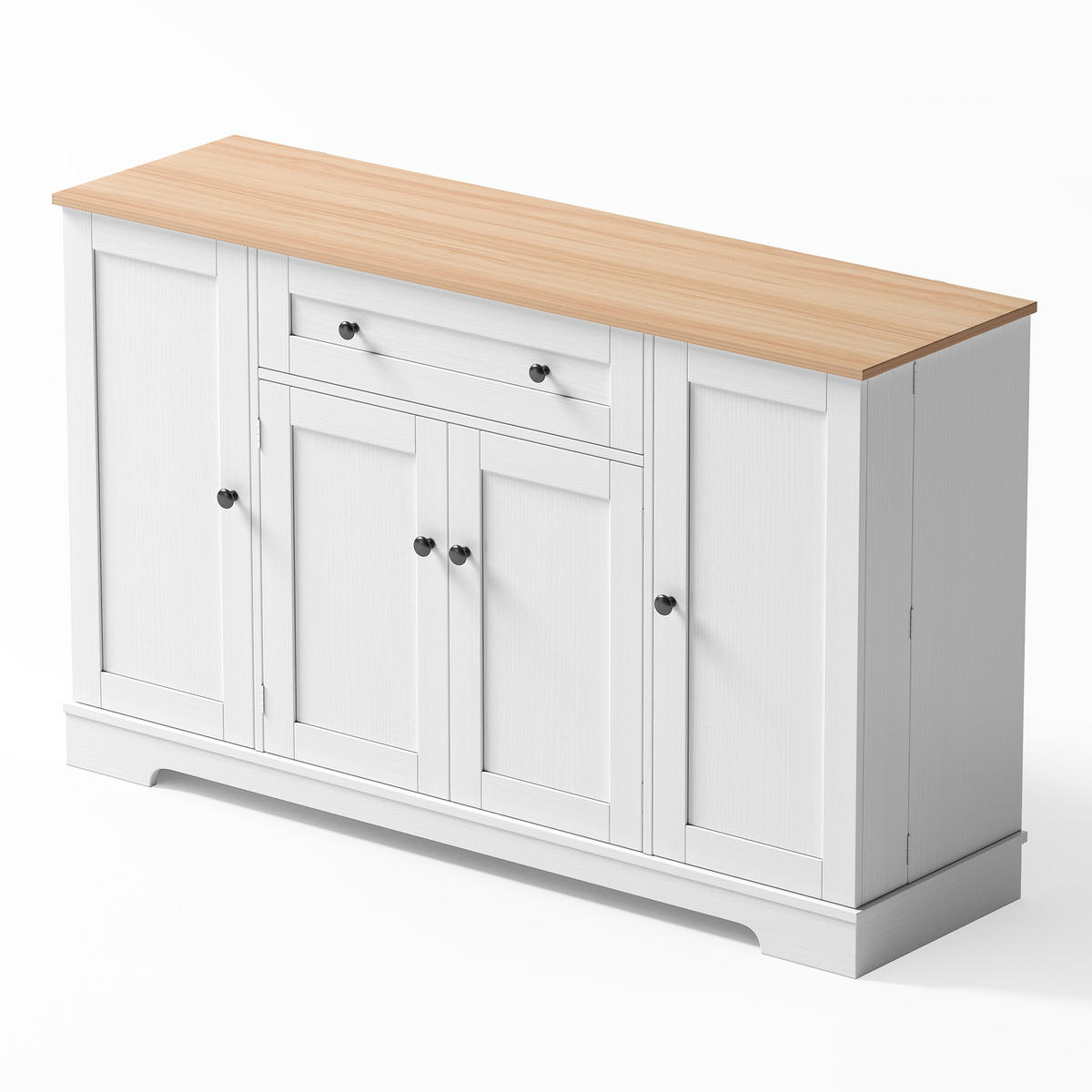 SIDEBOARD DE-38621 138 cm 4 Aufbewahrungsbereiche und verstellbare Böden Natur/Weiß - Naturfarben, Holzwerkstoff (138/85/40cm) - ComfortXL