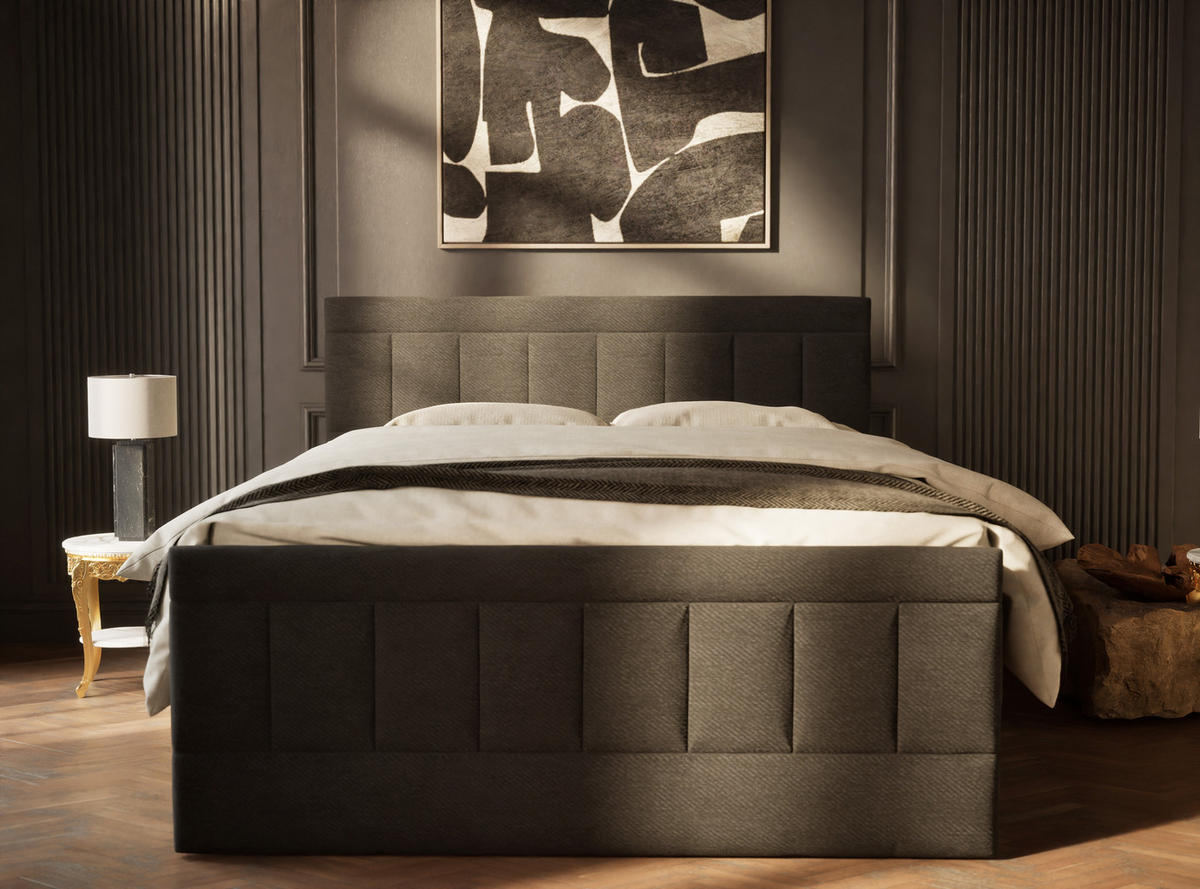 BOXSPRINGBETT Caya 180/200 cm, in Schwarz, Bettkasten, Matratze, Topper - Schwarz, Holz/Holzwerkstoff (180/200cm) - Maison de Reve