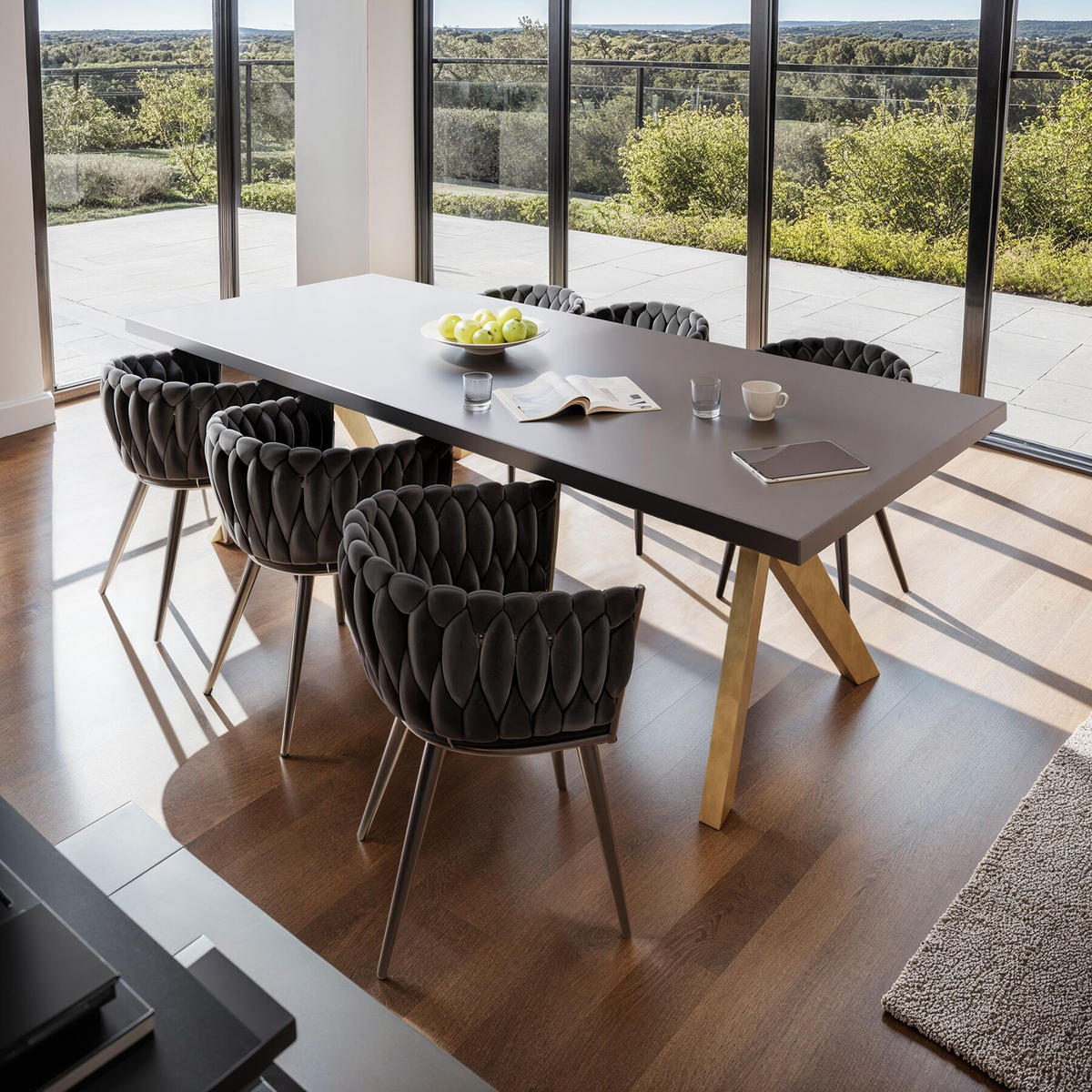 ESSZIMMERSTUHL 6er Set Astano 60 5 x 55 x 75 cm schwarz - Schwarz, Textil (60.5/75/55cm) - tectake