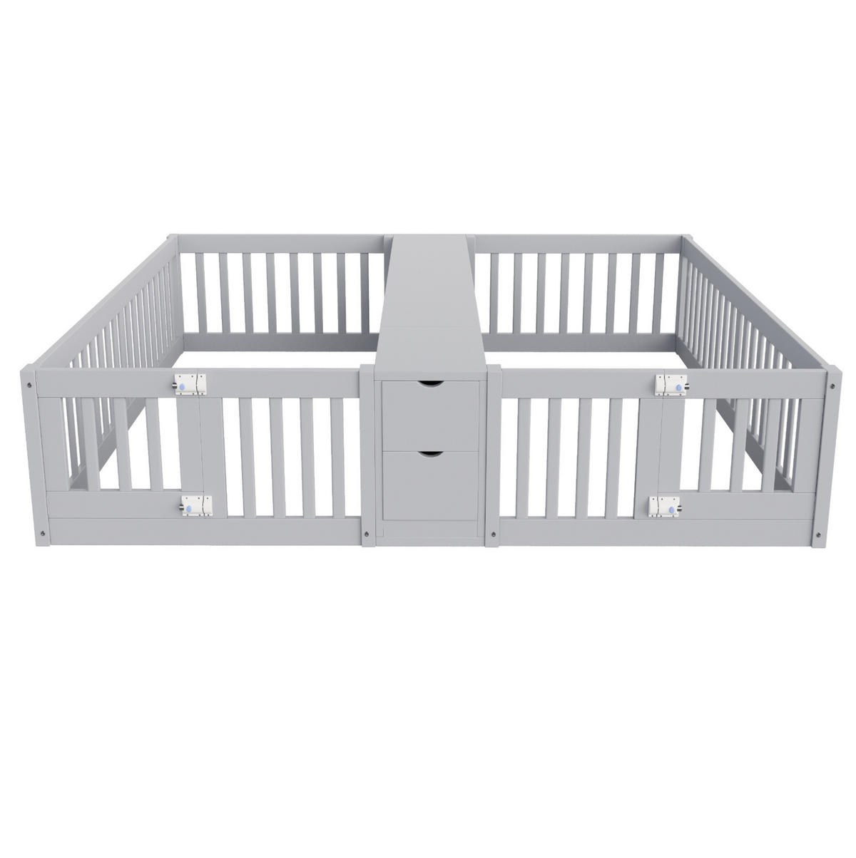 KINDER-DOPPELBETT 2x90x200 cm in Grau mit Schubladen und Regal - Grau, Holz (90/200cm) - IVMEU