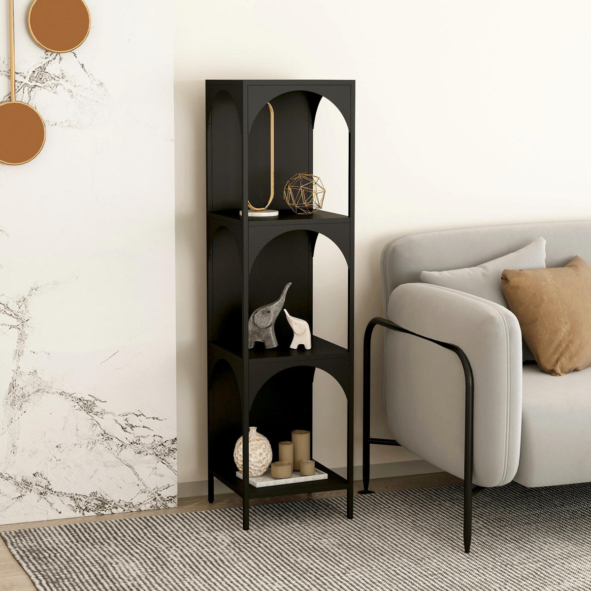 STANDREGAL Akaa - Schwarz, Metall (35/133/35cm) - [en.casa]