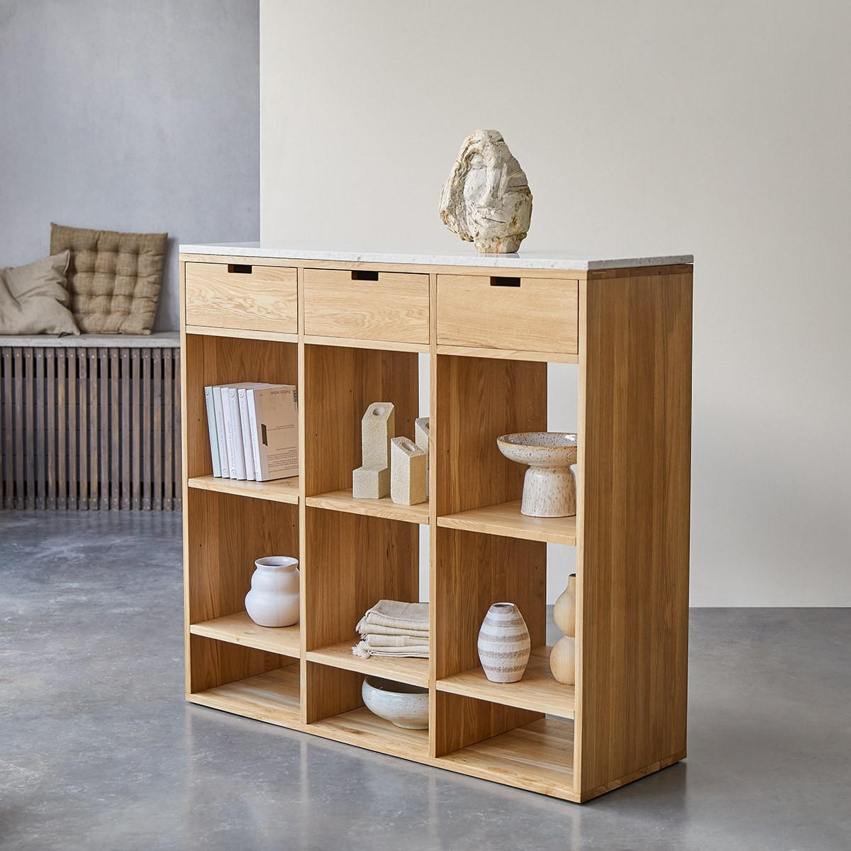 BÜCHERREGAL Miho Weiß aus Eiche - Weiß, Holz (120/112/40cm) - Tikamoon