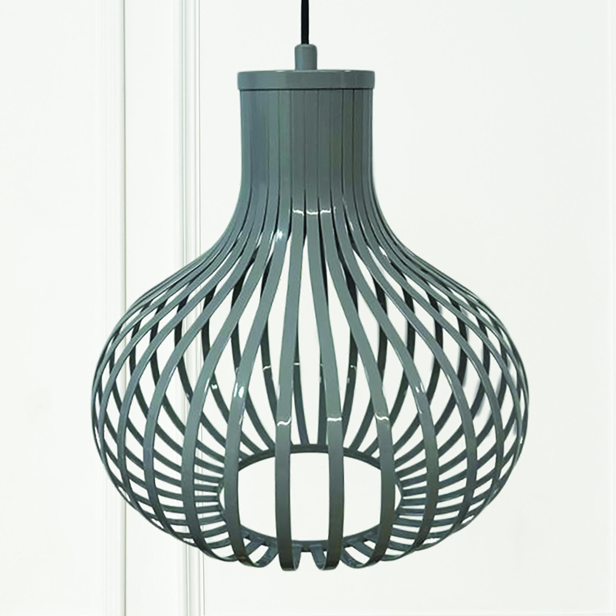 PENDELLEUCHTE Pear 30/35 cm - Dunkelgrau, Holz/Metall (35/30/35cm) - Bamyum