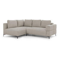 ECKSOFA Cardea in Bubble-Optik aus weichem Taupe Strukturstoff mit hohem Sitzkomfort - Ottomane links - Taupe/Schwarz, Holz/Textil (170/230cm) - S-Style Möbel