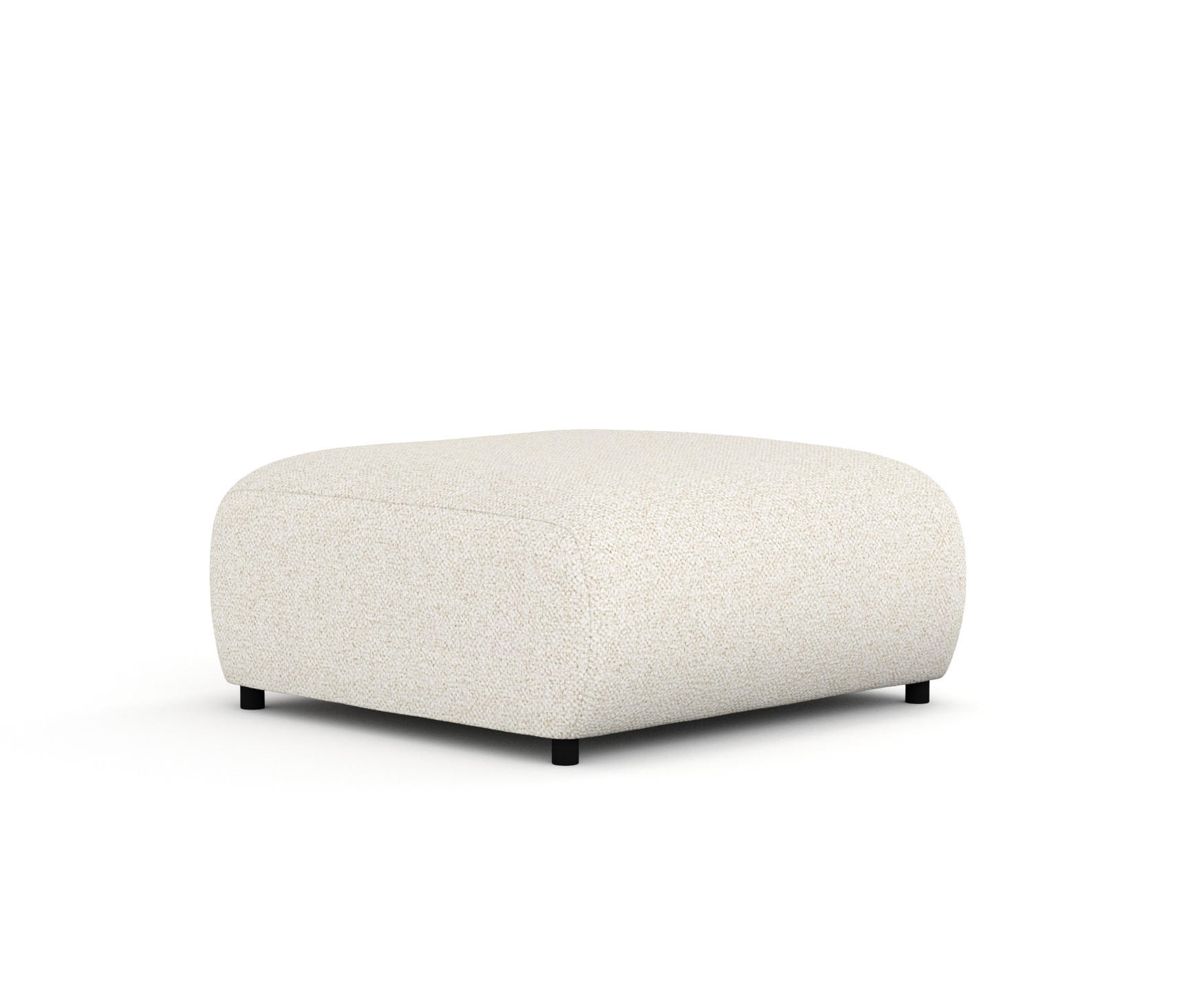 POUF S Zanzibar Creme Plüschstoff - Creme/Schwarz, Holz/Holzwerkstoff (88/37/88cm) - Maison de Reve