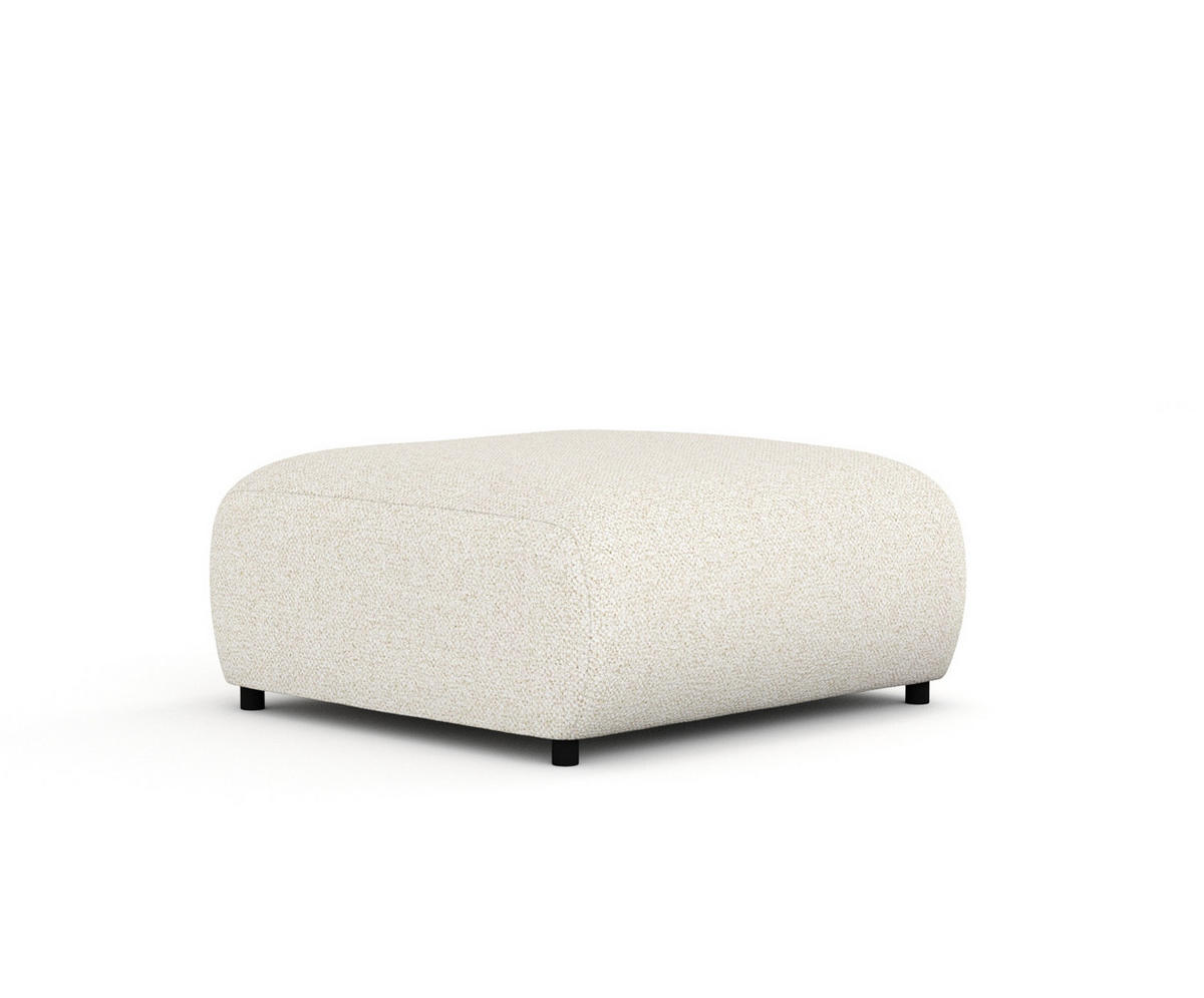POUF S Zanzibar Creme Plüschstoff - Creme/Schwarz, Holz/Holzwerkstoff (88/37/88cm) - Maison de Reve