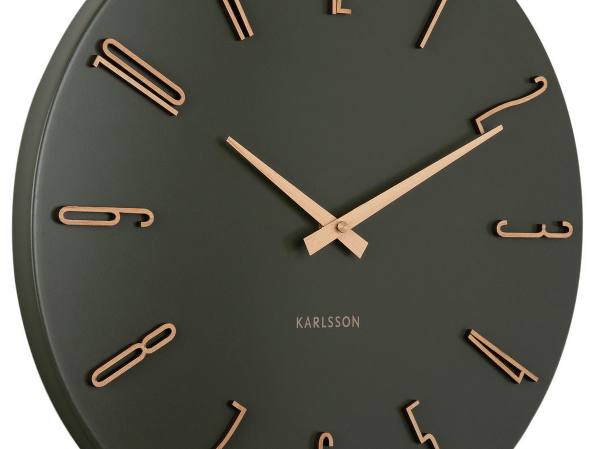 WANDUHR Esmerado Grün 2.1/40/40 cm - Grün, Metall (40/40/2.1cm) - Karlsson
