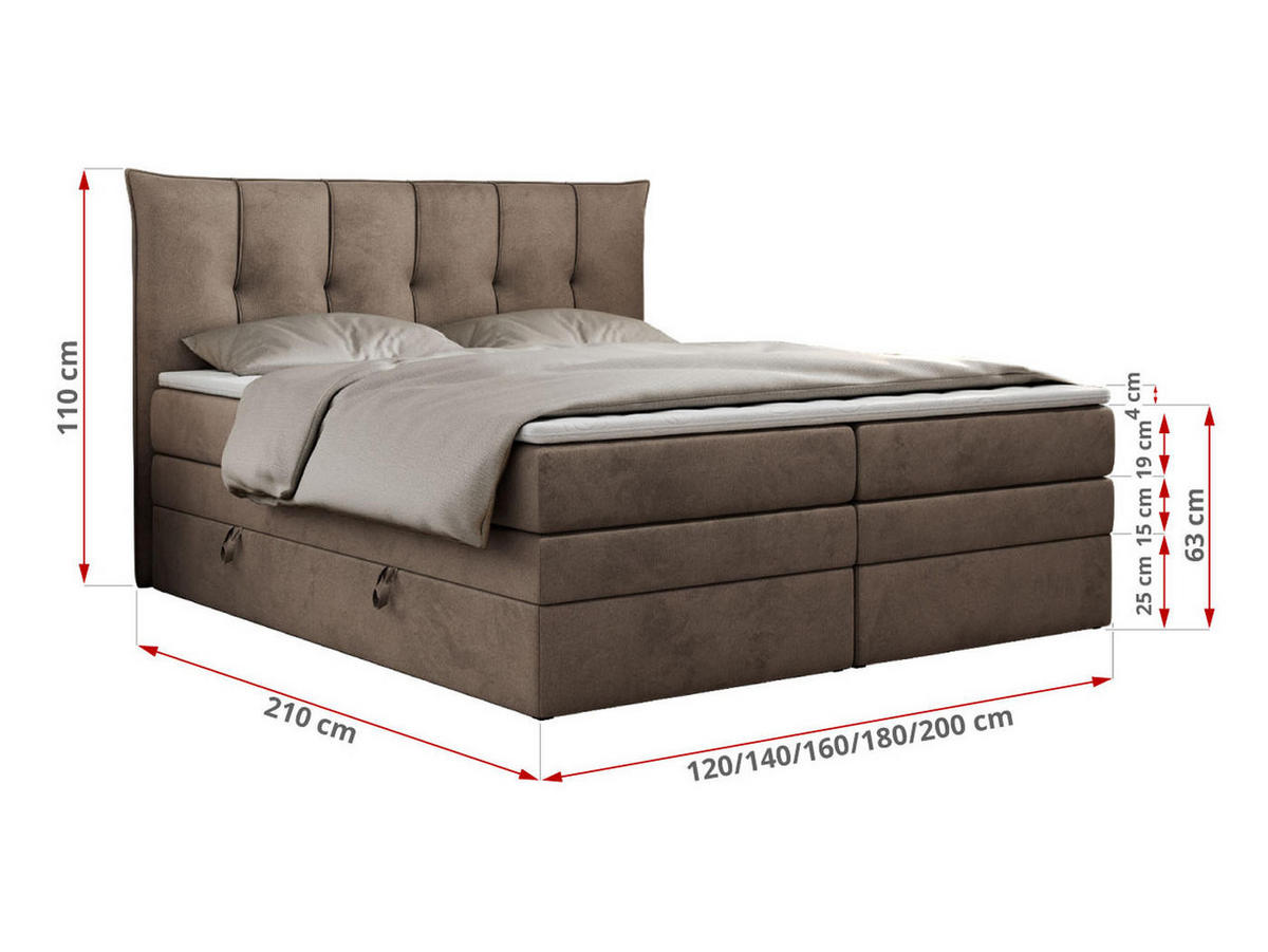 BOXSPRINGBETT PREMIUM 10 KING 180/200 Braun Velvet - H3 - Braun, Holz/Textil (180/200cm) - MKS