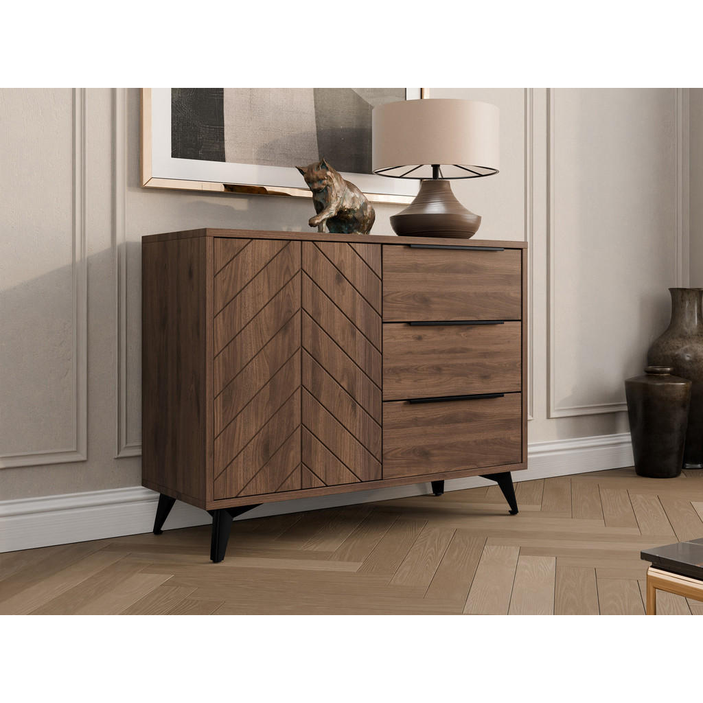 Thumbnail - Mirjan24 Kommode, Nussbaum, Metall, 3 Schubladen, Rechteckig,Rechteckig, 104x80x40 cm, Wohnzimmer, Kommoden & Sideboards...