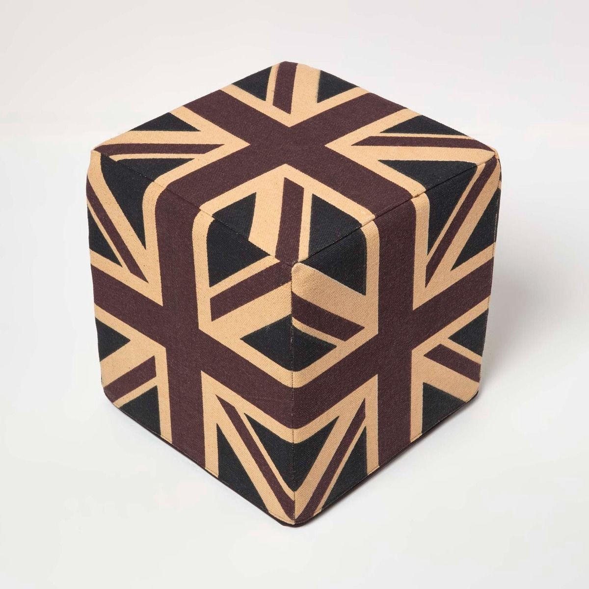 SITZWÜRFEL Union Jack im Vintage-Stil, 36/36/38 cm - Dunkelblau, Textil (36/38/36cm) - Homescapes