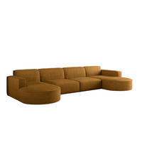 ECKSOFA U-Form XL Designer MODENA stoff Dicker Cord Poso Senffarbe - Gelb, Holz (165/382cm) - Kaiser Möbel