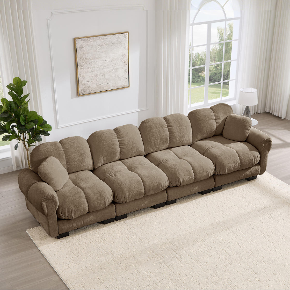 4-SITZER-SOFA DE-34384 Steppdesign Braun - Braun, Textil (86/90/330cm) - ComfortXL