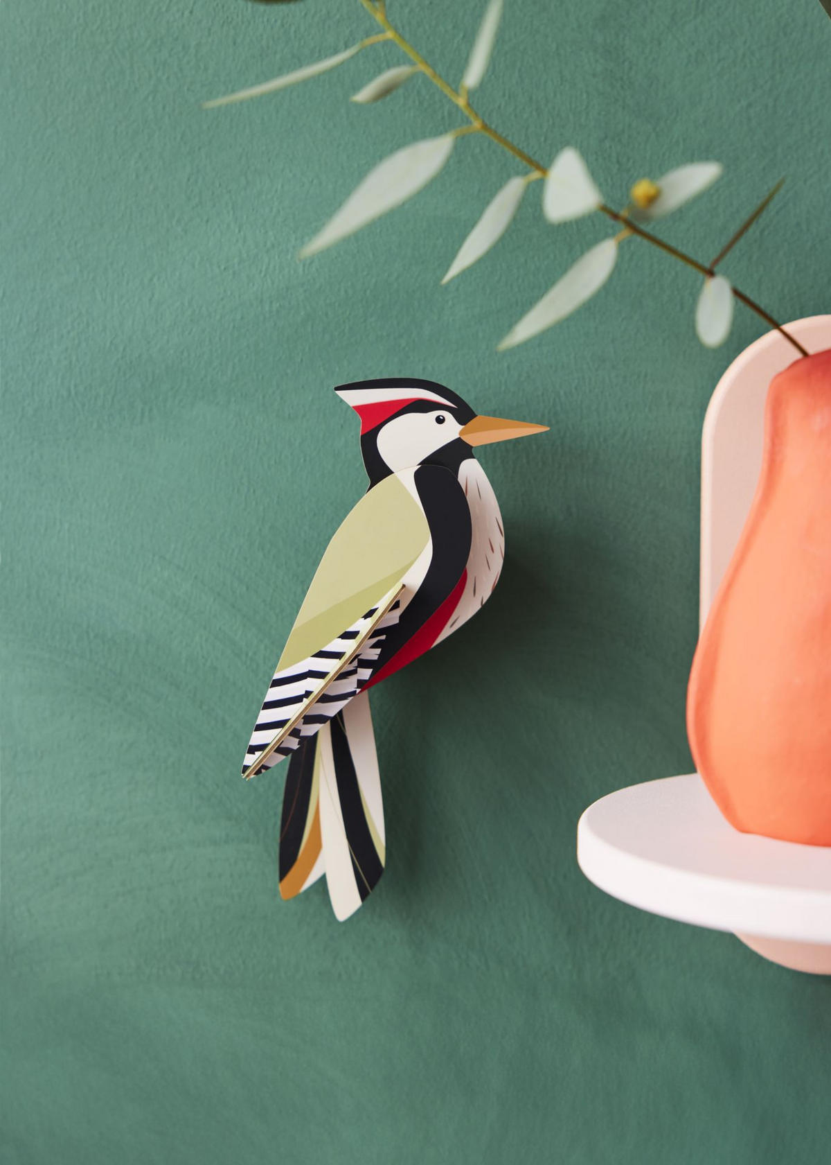 WANDDEKO Specht 5.5/8 cm - Multicolor, Wellpappe (5.5/8/21cm) - Studio Roof