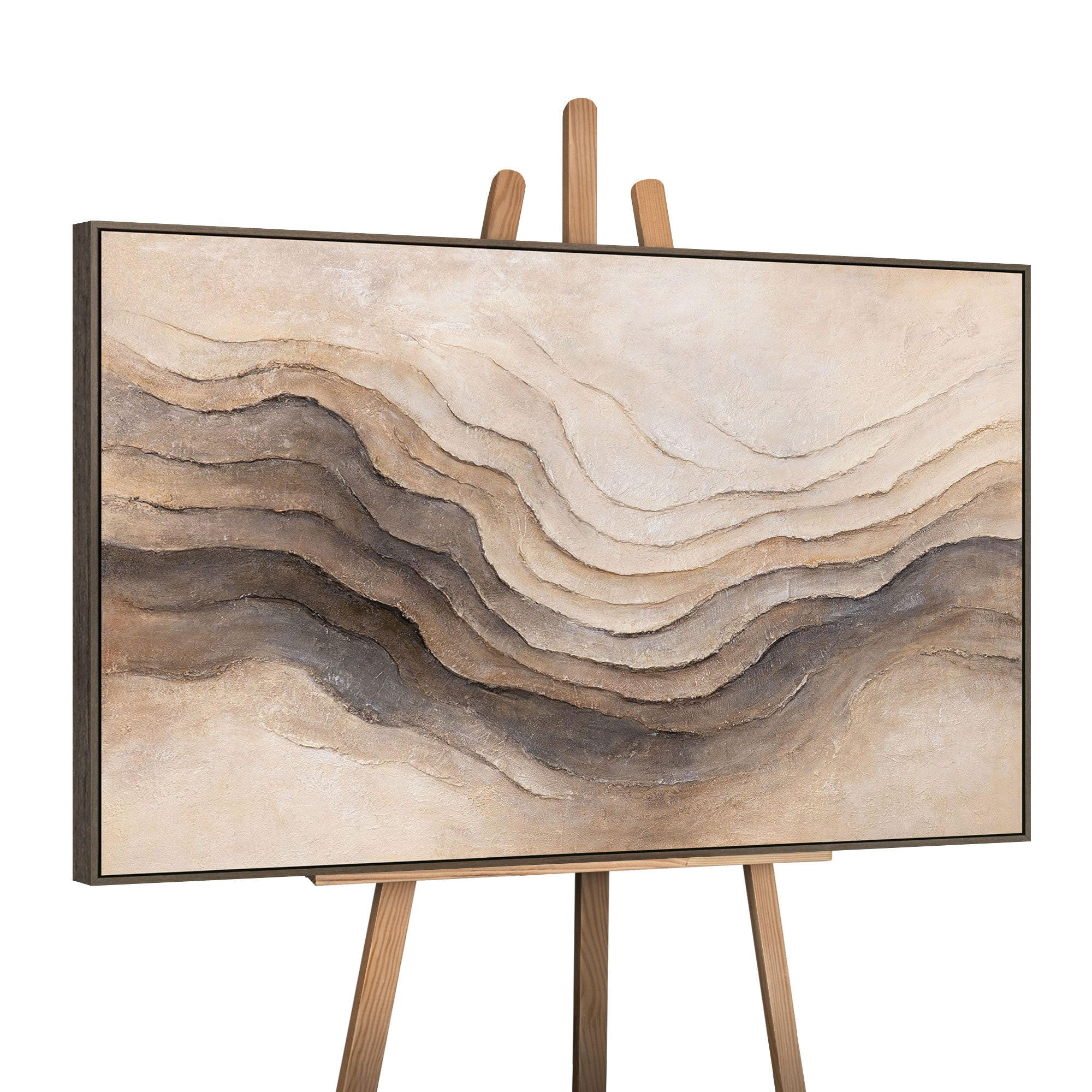 GEMÄLDE Erinnerung der Erde Schattenfugenrahmen Grau 120x80 cm - Grau, Holz (120/80cm) - YS-art gallery