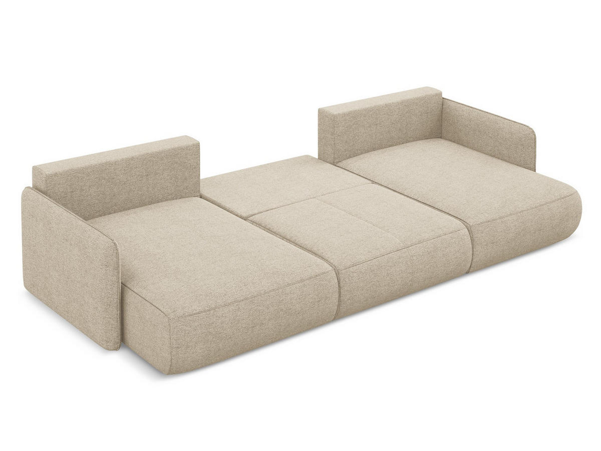 WOHNLANDSCHAFT Chenille Stoff Beige - Beige/Schwarz, Kunststoff/Textil (290/86/148cm) - Makamii